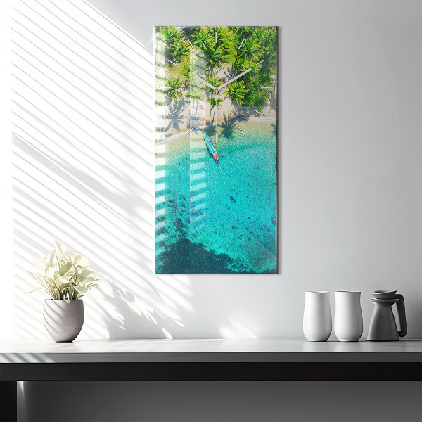 Zegar szklany pionowy Tropikalna plaża Koh Tao