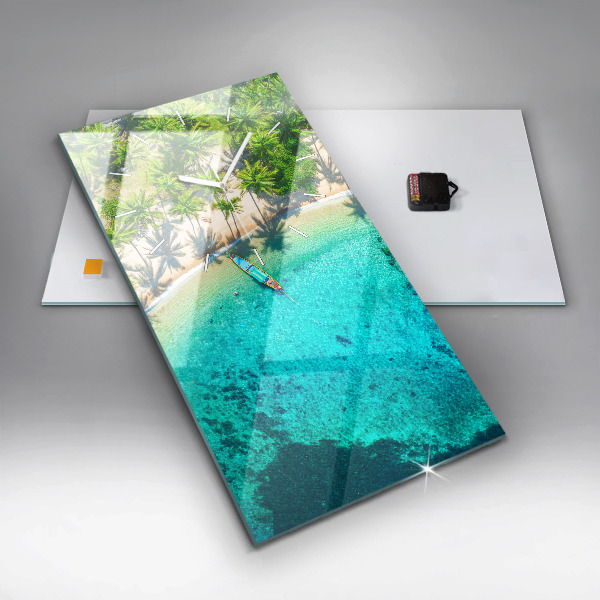 Zegar szklany pionowy Tropikalna plaża Koh Tao