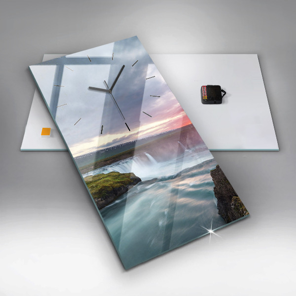 Zegar szklany pionowy Krajobraz z wodospadem