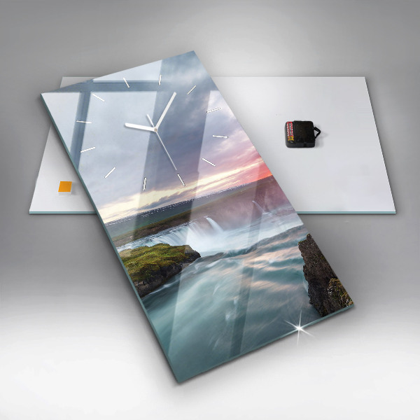Zegar szklany pionowy Krajobraz z wodospadem