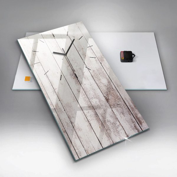 Zegar szklany pionowy Jasne deski drewna