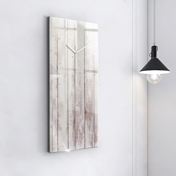 Zegar szklany pionowy Jasne deski drewna