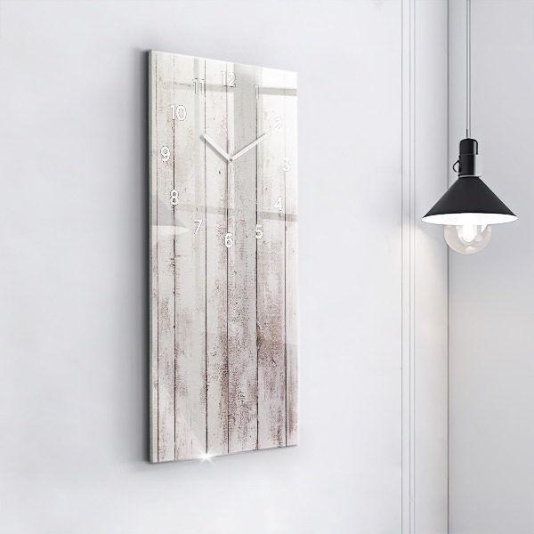 Zegar szklany pionowy Jasne deski drewna