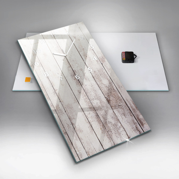 Zegar szklany pionowy Jasne deski drewna