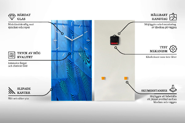 Zegar szklany pionowy Kwiaty na drewnie