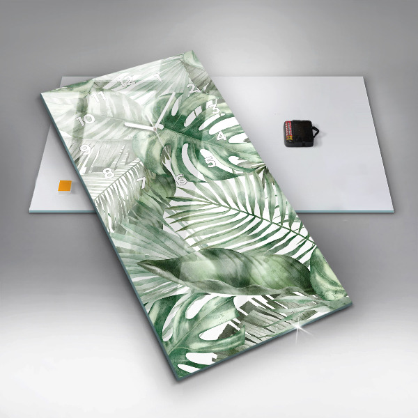 Zegar ścienny pionowy Malowane liście roślin