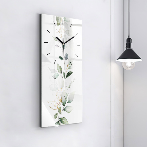 Zegar ścienny pionowy Abstrakcja liście