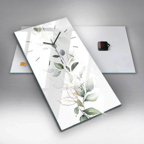 Zegar ścienny pionowy Abstrakcja liście