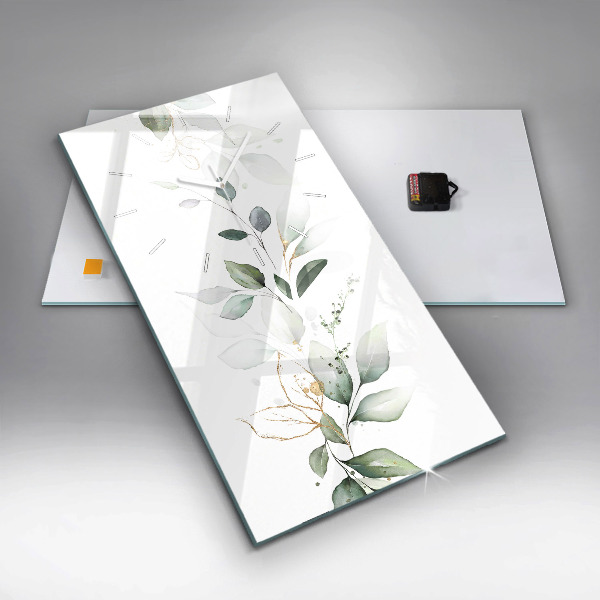 Zegar ścienny pionowy Abstrakcja liście