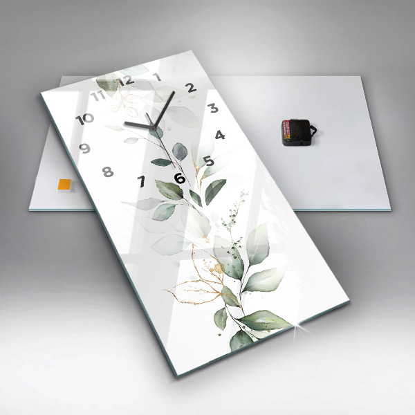 Zegar ścienny pionowy Abstrakcja liście