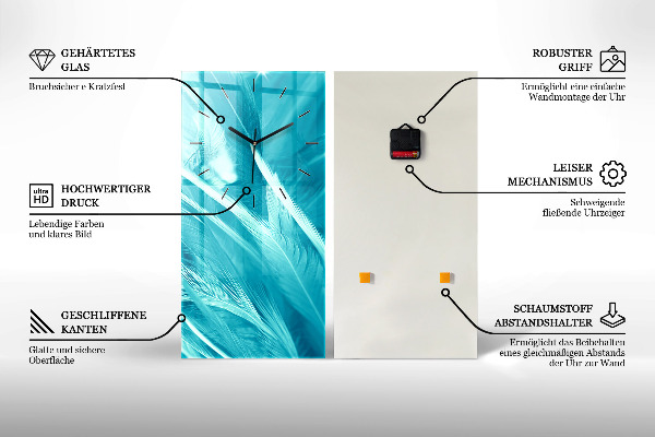 Zegar szklany pionowy Kwiaty piwonii