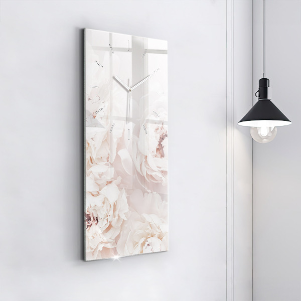 Zegar szklany pionowy Kwiaty piwonii