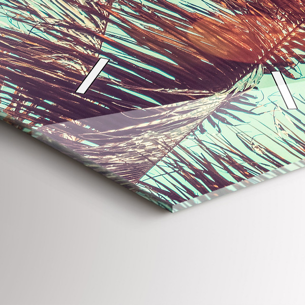 Zegar szklany pionowy Tropikalne palmy