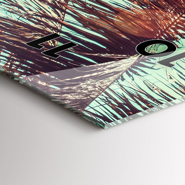 Zegar szklany pionowy Tropikalne palmy