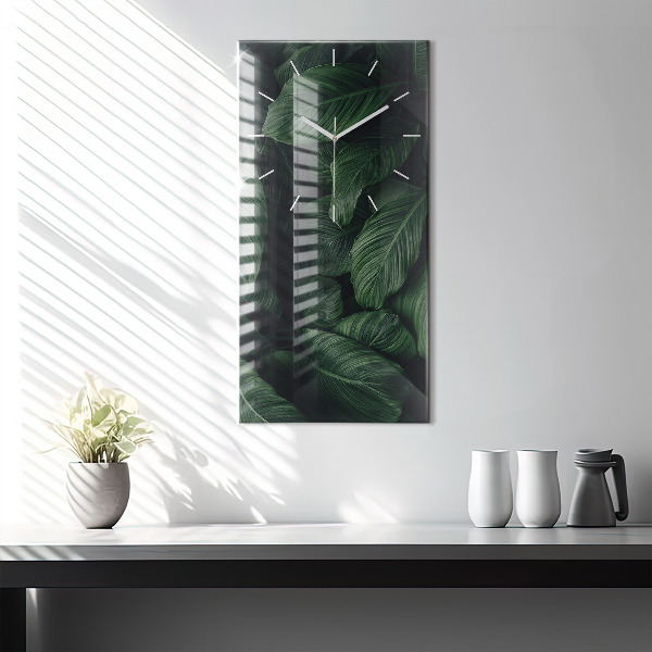 Zegar szklany pionowy Tropikalna monstera