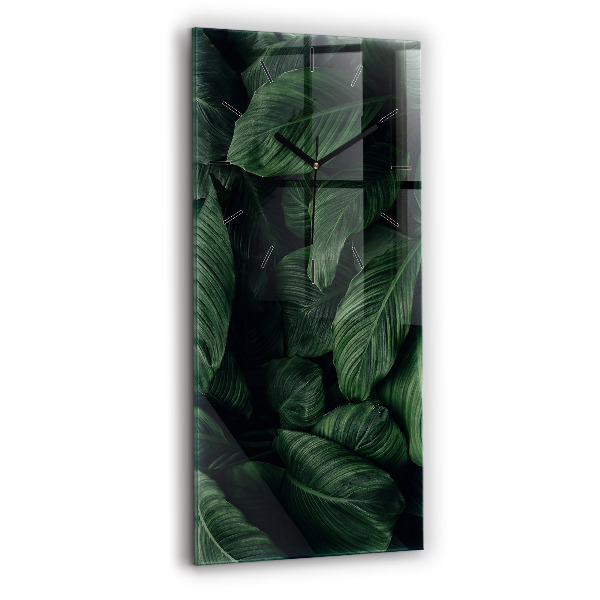 Zegar szklany pionowy Tropikalna monstera