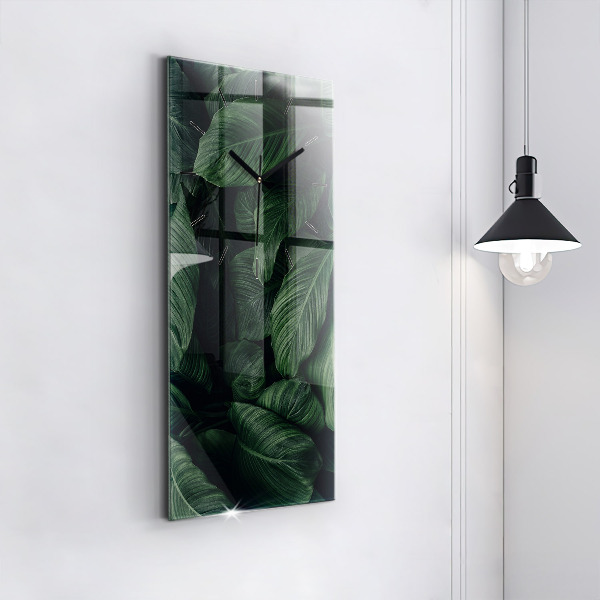 Zegar szklany pionowy Tropikalna monstera