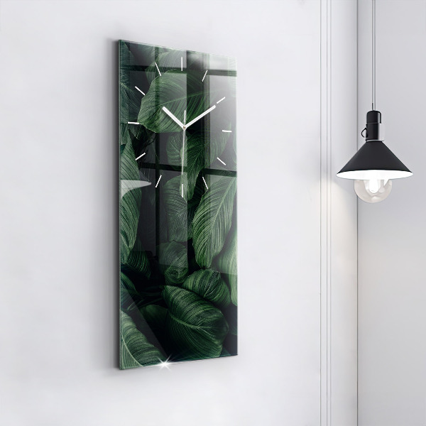 Zegar szklany pionowy Tropikalna monstera