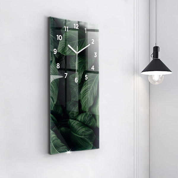 Zegar szklany pionowy Tropikalna monstera
