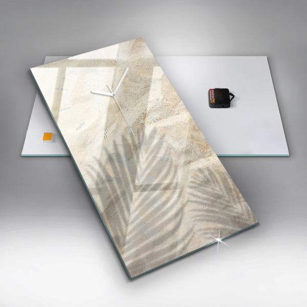 Zegar szklany pionowy Cień palmy piasek