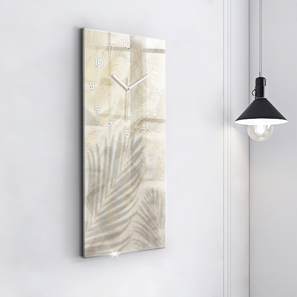 Zegar szklany pionowy Cień palmy piasek