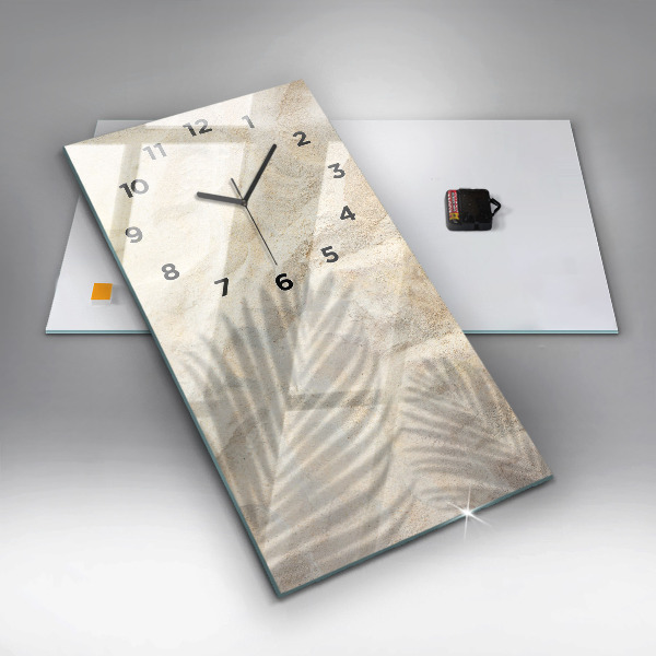 Zegar szklany pionowy Cień palmy piasek