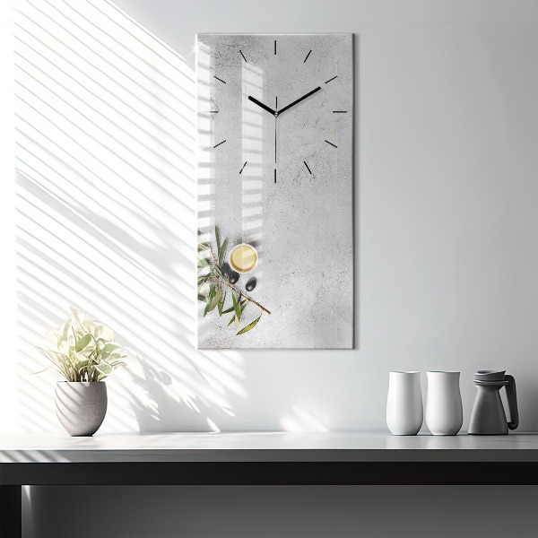 Zegar szklany pionowy Minimalistyczne oliwki
