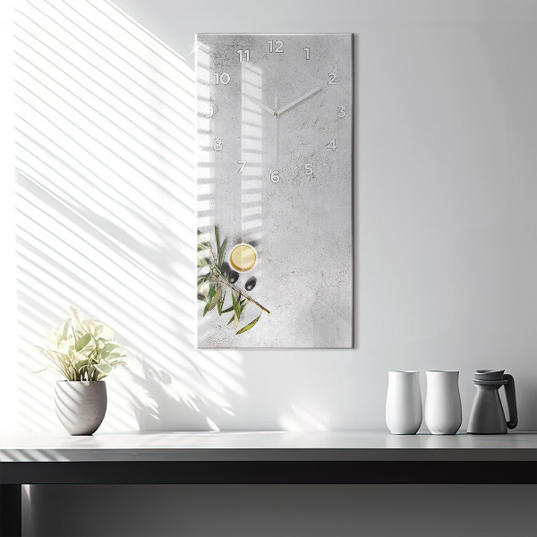 Zegar szklany pionowy Minimalistyczne oliwki