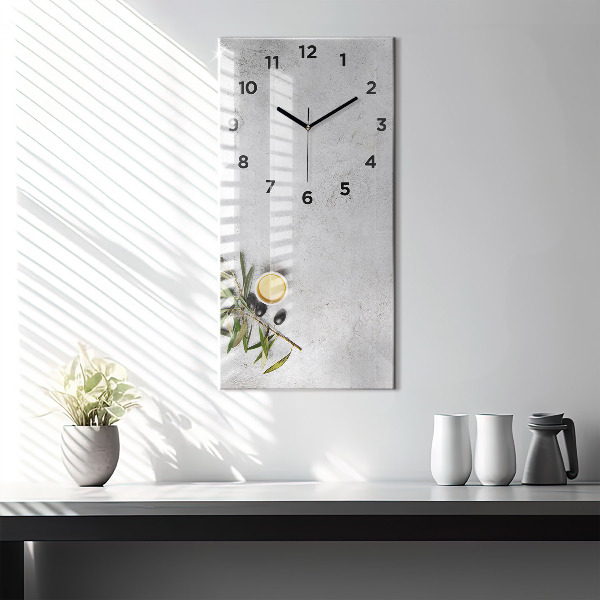 Zegar szklany pionowy Minimalistyczne oliwki