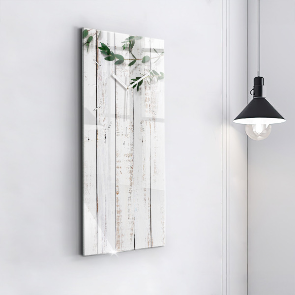 Zegar szklany pionowy Drewniane jasne deski