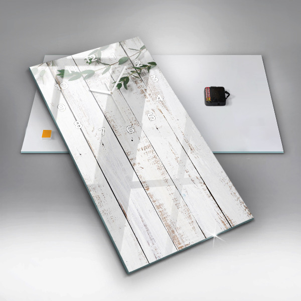 Zegar szklany pionowy Drewniane jasne deski