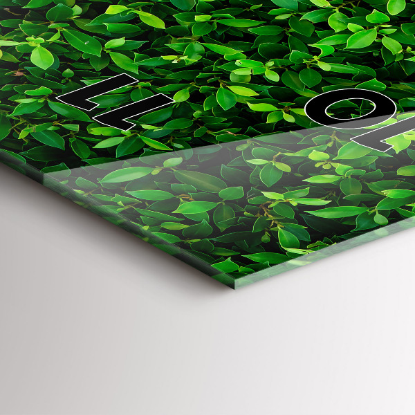 Zegar szklany pionowy Żywopłot liście