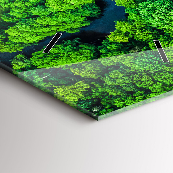 Zegar szklany pionowy Rzeka w lesie