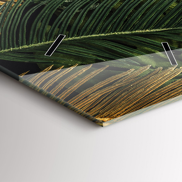 Zegar szklany pionowy Liście dżungla