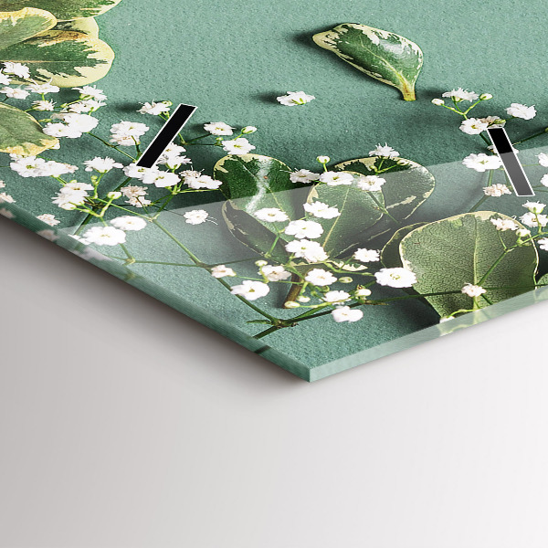 Zegar szklany pionowy Kwiaty delikatne