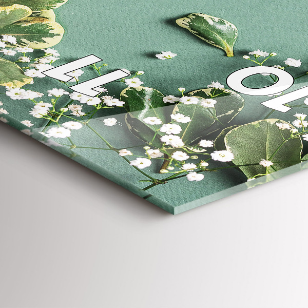 Zegar szklany pionowy Kwiaty delikatne