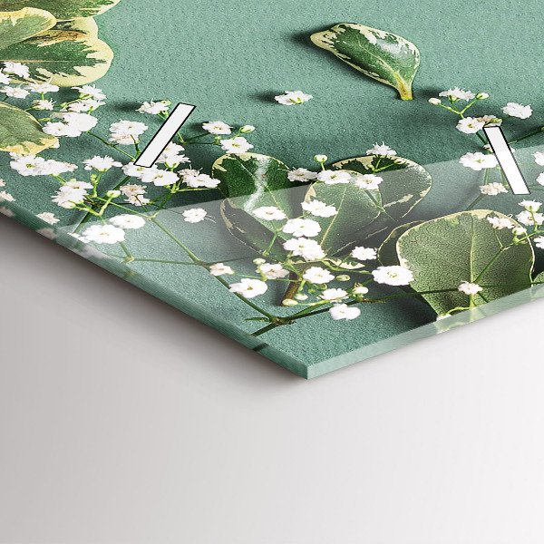 Zegar szklany pionowy Kwiaty delikatne