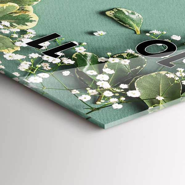 Zegar szklany pionowy Kwiaty delikatne