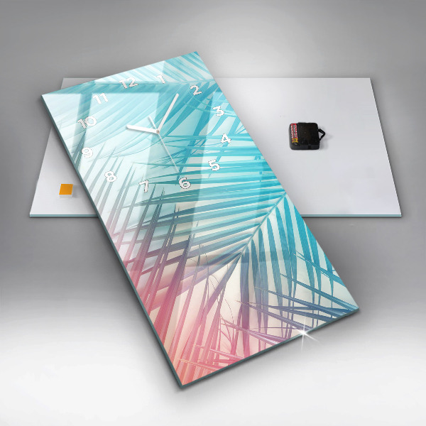 Zegar szklany pionowy Tropikalna palma