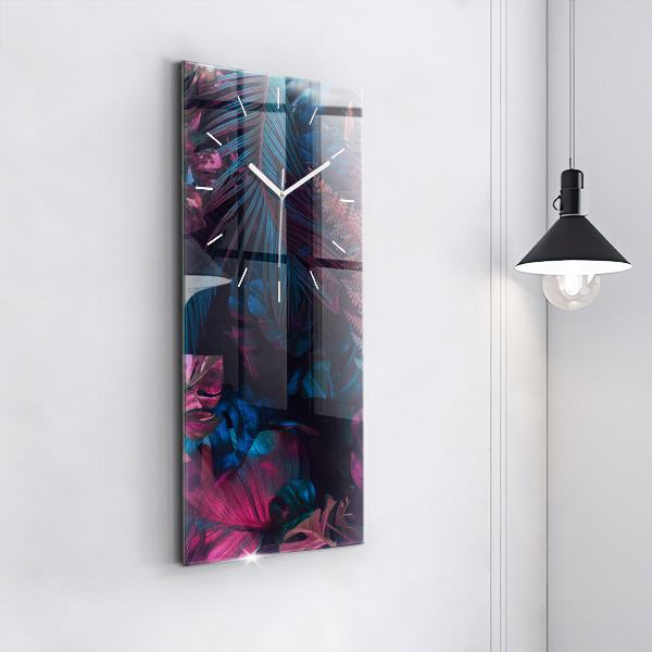 Zegar szklany pionowy Egzotyczne kwiaty