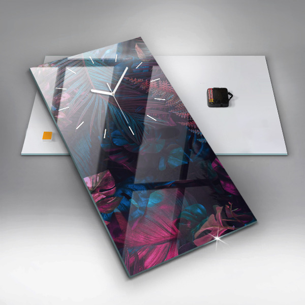 Zegar szklany pionowy Egzotyczne kwiaty