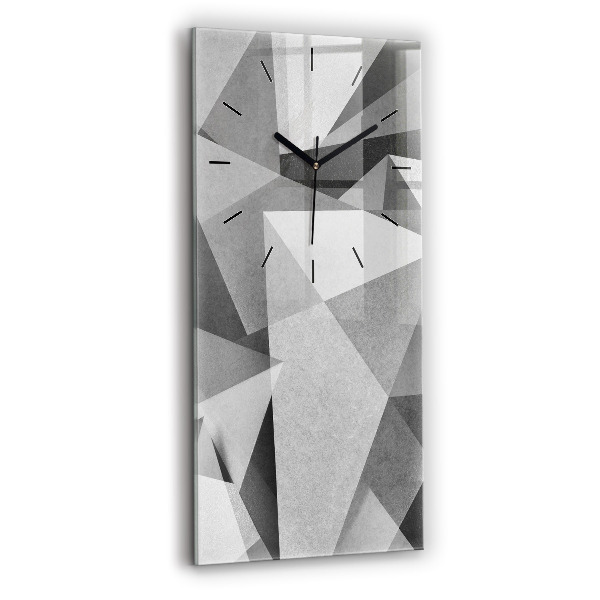Zegar szklany pionowy Szara Geometryczna Abstrakcja