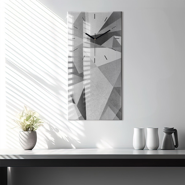 Zegar szklany pionowy Szara Geometryczna Abstrakcja