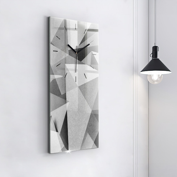 Zegar szklany pionowy Szara Geometryczna Abstrakcja