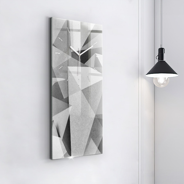 Zegar szklany pionowy Szara Geometryczna Abstrakcja