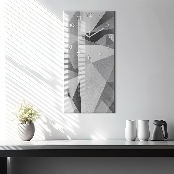 Zegar szklany pionowy Szara Geometryczna Abstrakcja