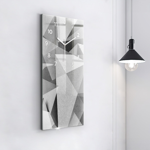 Zegar szklany pionowy Szara Geometryczna Abstrakcja