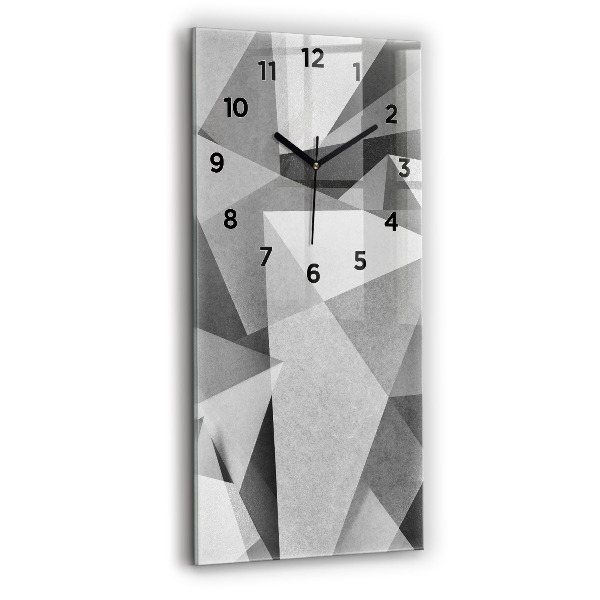 Zegar szklany pionowy Szara Geometryczna Abstrakcja