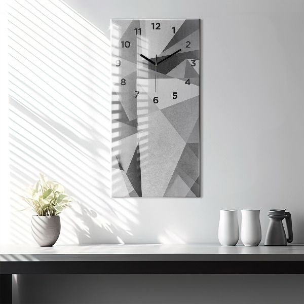 Zegar szklany pionowy Szara Geometryczna Abstrakcja