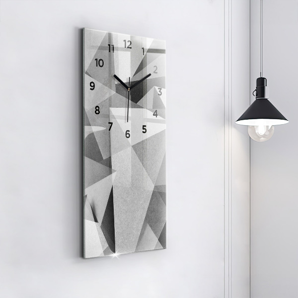 Zegar szklany pionowy Szara Geometryczna Abstrakcja